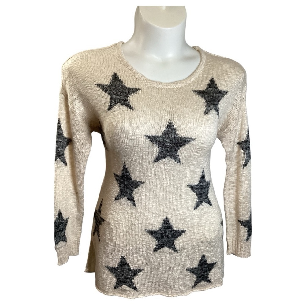 Chic Starry Beige and Gray Women's Sweatshirt, Plus Size 1X